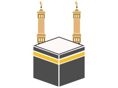 Kabe 'nin kutsal tarihi binası İslam haccı umrah umrah Müslümanı eski mimari vektörü