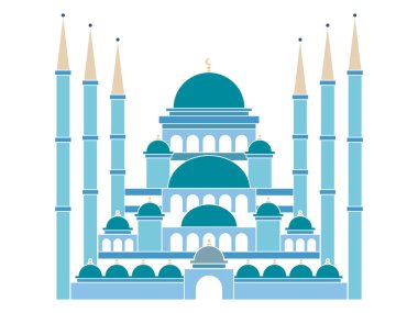 Mavi cami hindi İstanbul eski bina İslami mimari kutsal ibadet yeri vektörü.