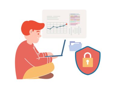 veri koruma yetkilendirme güvenli veri yedekleme kilidi modern aygıt tasarım resmetme vektörü