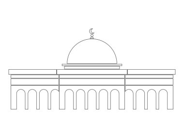 Masjidil Al-Aqsa Filistin Camii antik tarihi kutsal ibadethane Kudüs Ortadoğu tasarım vektörü