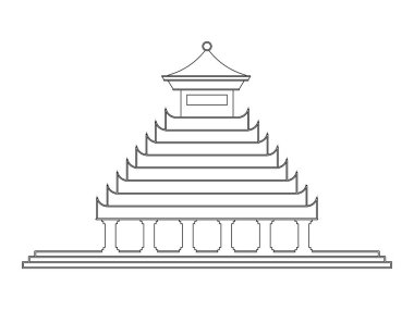 Çin tapınağı pavyonu Çin yapısı mimari doğu stili antik tarihi yer tasarım ikonu set vektörü inşa ediyor