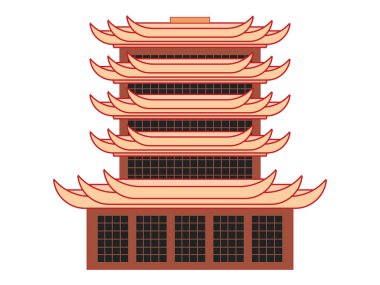 Pavilion tapınağı Çin tarihi doğu tarzı yapı hedefini inşa ediyor renkli ikon dizayn vektörü