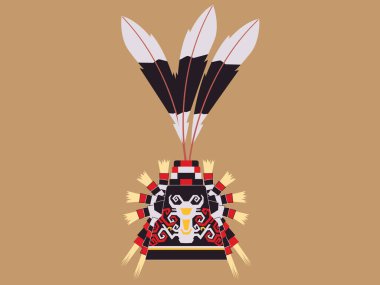 Kalimantan Borneo Endonezya Dayak kabilesinin etnik kültürü antik başlık sembolü işaret simgesi tasarım vektörü