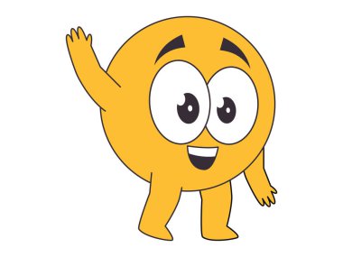 El sallayan sarı emoji karakteri elveda ifadesi, avatar jest tasarım ikonu seti vektörü