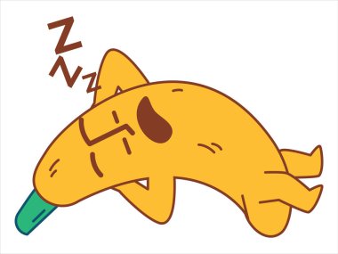 Uykulu muz karakteri uykuya daldı çocuklar çizgi film renkli sanat tasarım ikonu set vektörü çiziyor