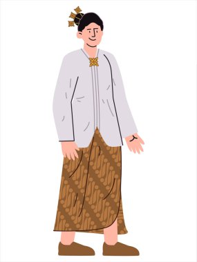 Raden Adjeng Kartini Endonezyalı kadın kahraman partizan özgürleşme sembolü Jepara Central Java Endonezya eğitim kadınları sağ politikacı renkli karakter tasarım ikonu
