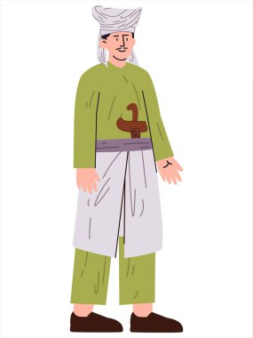 Sultan Nuku Muhammed Amiruddin Endonezya Kahramanı Tidore kahraman Endonezyalı savaşçı lider Maluku adası renkli karakter tasarım ikonu