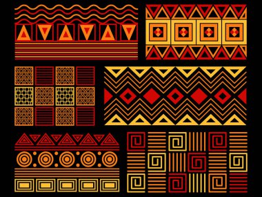 Afrika geleneksel şablonu soyut çizgiler geometrik gelenek, kabile kültürünün rengarenk tasarım ikonu koleksiyon vektörü