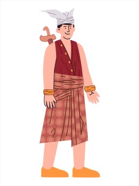 Patih I Gusti Ketut Djelantik Bali Buleleng krallığı lideri Endonezyalı erkek kahraman savaşçı kahraman geleneksel savaşçı Keris başlık tasarım ikonu seti