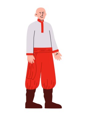 Ukrainian man character wearing Ukraine traditional cultural attire tradition clothes embroidery style clothing culture colorful design vector clipart