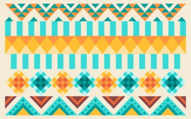 Yerli Amerikan kabilesi geleneksel motif renkli etnik gelenek kültür nakış kabile kültürü dekoratif Hint Apaçi stili geometrik tasarım vektör belirleme