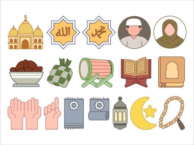 Masya Allah muslimah kadın kadın başörtüsü ve gözlük takıyor İslam din karakteri mutlu, neşeli yüz ifadesi metin emoji etiket tasarımı