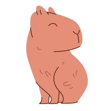 Capybara şirin Capibara düz illüstrasyon çizgi film karakteri izole edilmiş beyaz arka plan pozu