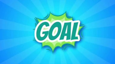 Hedef pop sanat çizgi filmi futbol sporu heyecan verici ifade balonu parlak renkli puan retro yeşil metin mavi arkaplan animasyon video