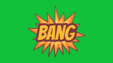 Bang bang pop sanat çizgi roman konuşma balonu parlak renkli ifade diyalog patlama yeşil ekran arkaplan video