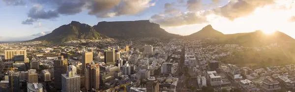 Aerial View Cape Town Central Business District Late Afternoon Sun Stock Photo