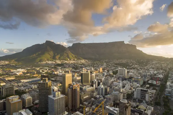 Вид Воздуха Центральный Деловой Район Кейптауна Второй Половине Дня Солнце Лицензионные Стоковые Изображения