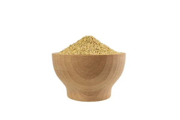 Quinoa Houten Kom Geïsoleerd Witte Achtergrond Voeding Voedselingrediënt — Stockfoto