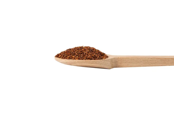 Rooibos Tea Medium Cut Wooden Spoon Isolated White Background Rooibos — Foto Stock