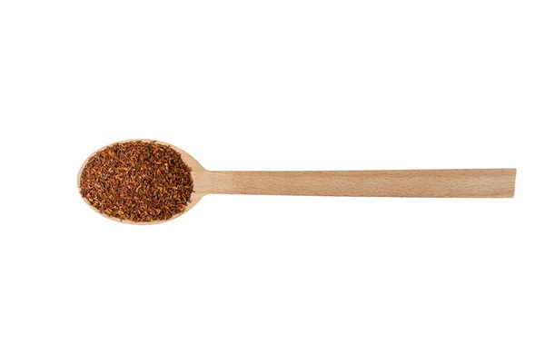 Rooibos Tea Medium Cut Wooden Spoon Isolated White Background Rooibos — Stockfoto