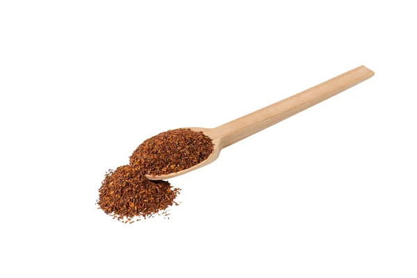 Rooibos Tea Medium Cut Wooden Spoon Isolated White Background Rooibos — Fotografia de Stock