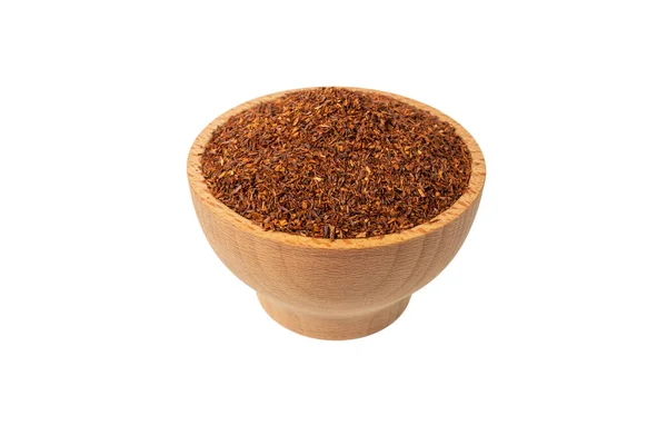 Rooibos Tea Medium Cut Wooden Bowl Isolated White Background Rooibos — Foto Stock