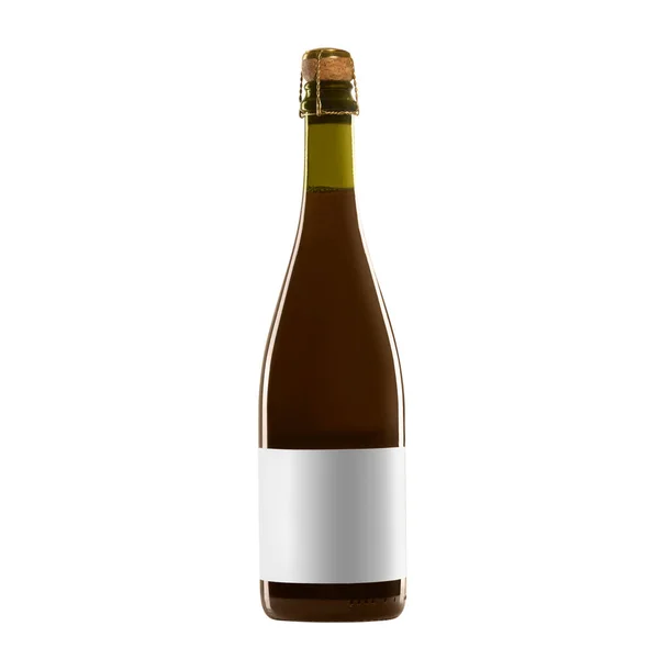 Botella Vino Tinto Con Etiqueta Blanco Aislada Sobre Fondo Blanco —  Fotos de Stock