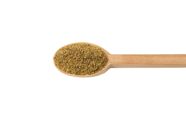 Dried Common Chamomile Flowers Latin Matricaria Chamomilla Wooden Spoon Isolated — 스톡 사진