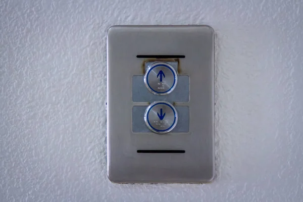 Botão Elevador Para Cima Para Baixo Teclado Elevador Símbolo Metal — Fotografia de Stock