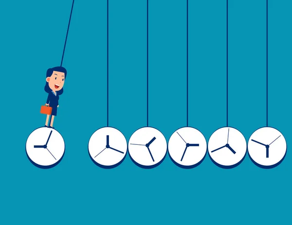 Geschäftszeitmanagement Newtons Wiege Mit Uhr — Stockvektor