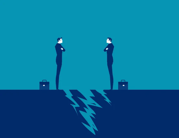 Deux Hommes Affaires Affrontent Devant Fissure Illustration Vectorielle Des Partenaires — Image vectorielle