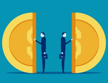 Employee salary with equal distribution. Business egalitarianism vector illustration