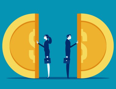 Employee salary with equal distribution. Business egalitarianism vector illustration
