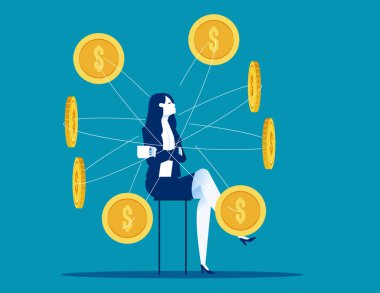 Forecast the direction and trend of the economy in the future. Business predicting the financial future vector illustration