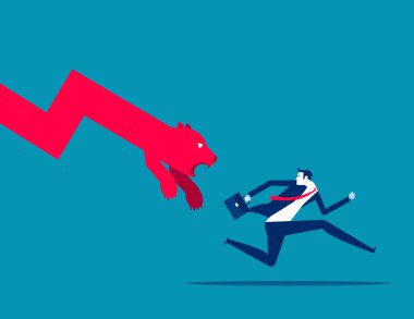 Ayı pazarından kaçmak. Taşıyıcı piyasa vektör illüstrasyonu