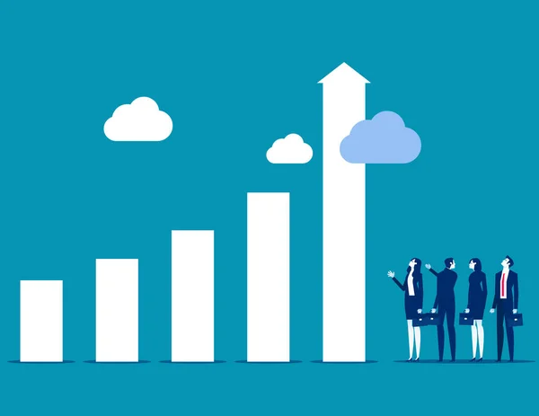 Business Team Guardando Alto Alto Grafico Freccia Business Crescere Illustrazione — Vettoriale Stock