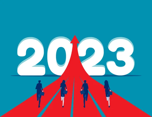 Ludzie Biegnący 2023 Uruchomienie Nowego Celu — Wektor stockowy