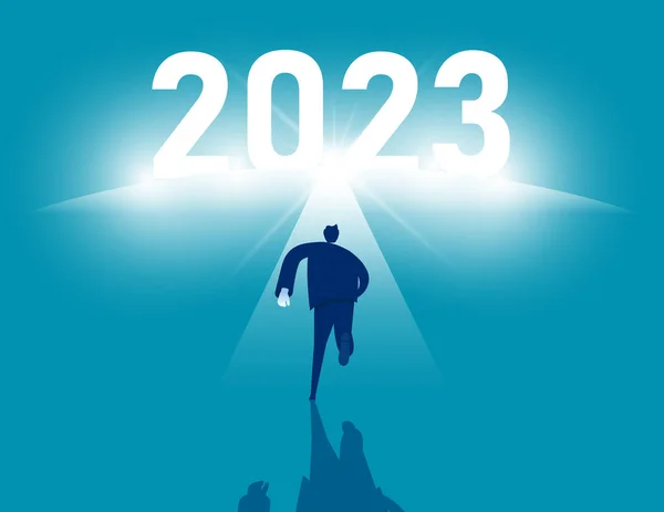Biznesmen Uciekający 2023 Ścieżka Sukcesu Biznesu — Wektor stockowy
