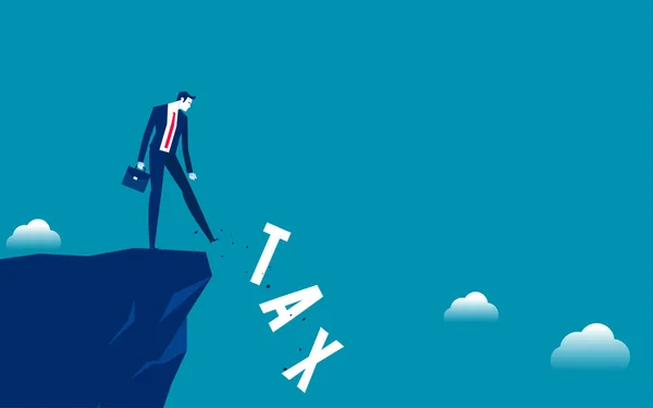 Podnikatel Vykopává Daňovou Zprávu Aby Spadl Útesu Koncept Účtu Dluhu — Stockový vektor