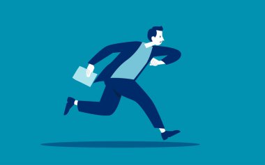 Ofis çalışanı hızlı koşuyor. Acil bir iş için acele.