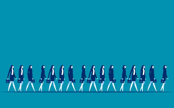 Business People Walking Together Same Direction Vector Illustration Full Length — Stock Vector