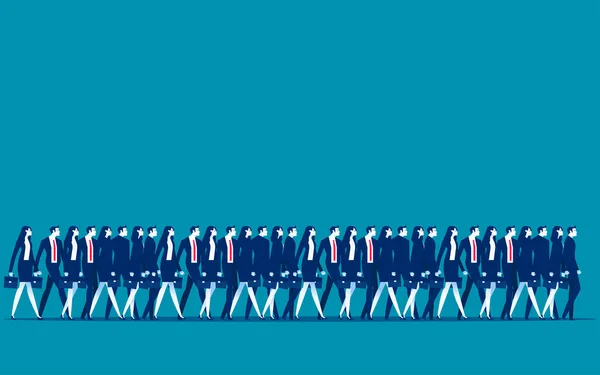 Business People Walking Together Same Direction Vector Illustration Full Length — Stock Vector