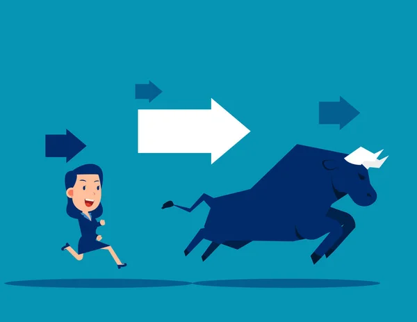 Podnikatelka Býk Business Bull Market Koncept — Stockový vektor