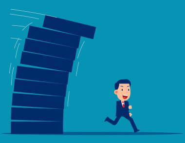 Düşen yığından kaçan biri. İş vektörü illüstrasyon kavramı