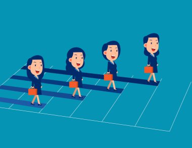 Grafikte yürüyen iş adamları. İş karikatürü vektör illüstrasyon kavramı