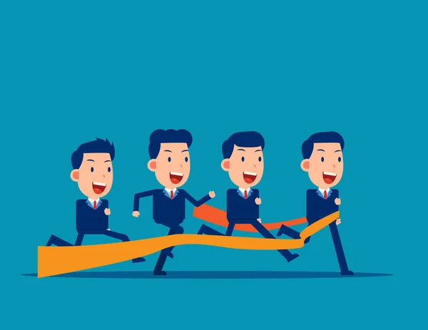 Zakenmensen Lopen Race Finish Lint Business Leadership Concept Vector Illustratie — Stockvector