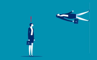 Kafası karışmış bir iş ortağı başka bir yöne yürür. İş farklı yol vektör çizimi