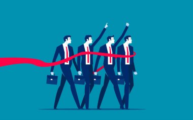 Çeşitli iş adamları bitiş çizgisini geçiyor. İş yerindeki rekabet