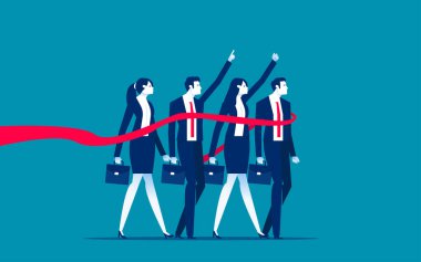 Çeşitli iş adamları bitiş çizgisini geçiyor. İş yerindeki rekabet