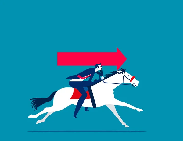 ホールドアローサイン付きの乗馬 ビジネス方向ベクトルイラスト — ストックベクタ